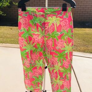 Lilly Pulitzer Elephant Capri Pant Green Pink
